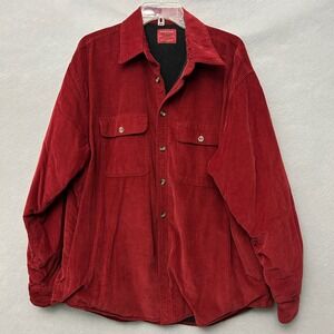 Vintage Arrow Jacket Men's L Red Corduroy Button Up Fleece Lined Casual 90s Warm